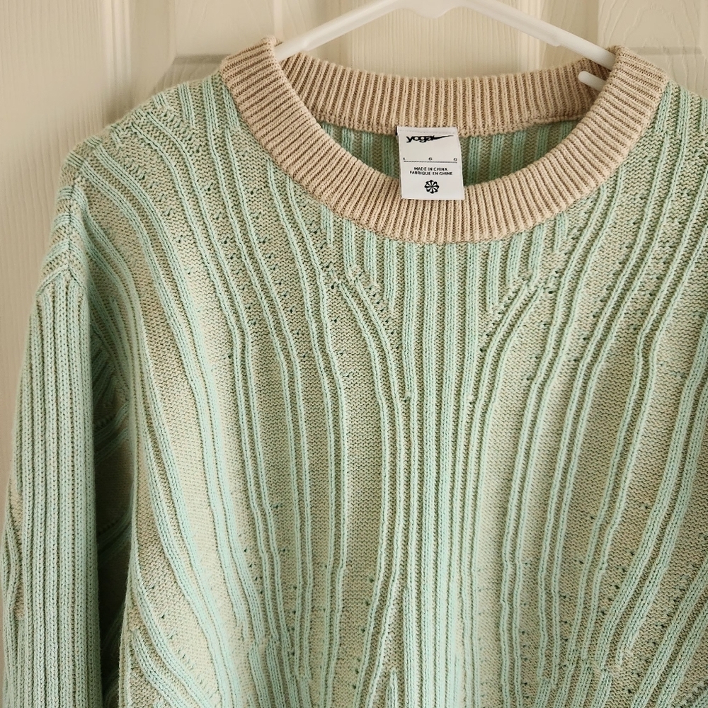 Nike Yoga Luxe Wool Blend Cover Up Knit Crew Neck Mint Sweater Size L - Picture 4 of 6